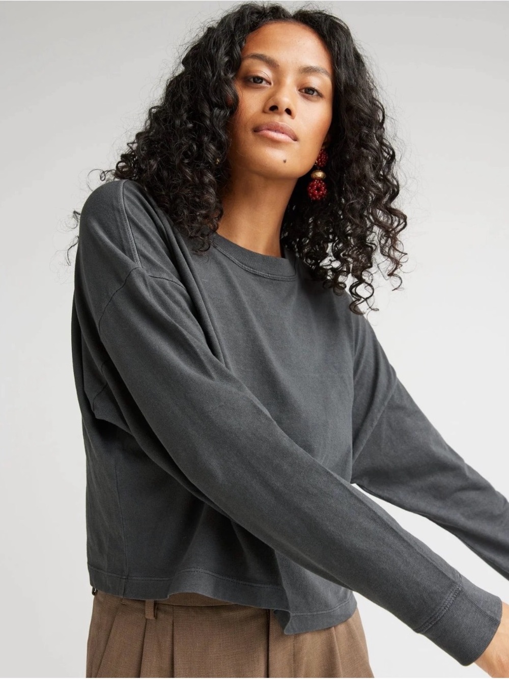 Richer Poorer Washed Charcoal Long-Sleeve Tee, 100% Cotton